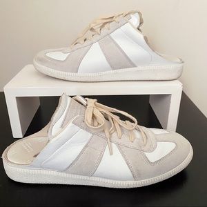 Maison Martin Margiela Replica White Leather Suede Slip On Mule Sneakers 40 10